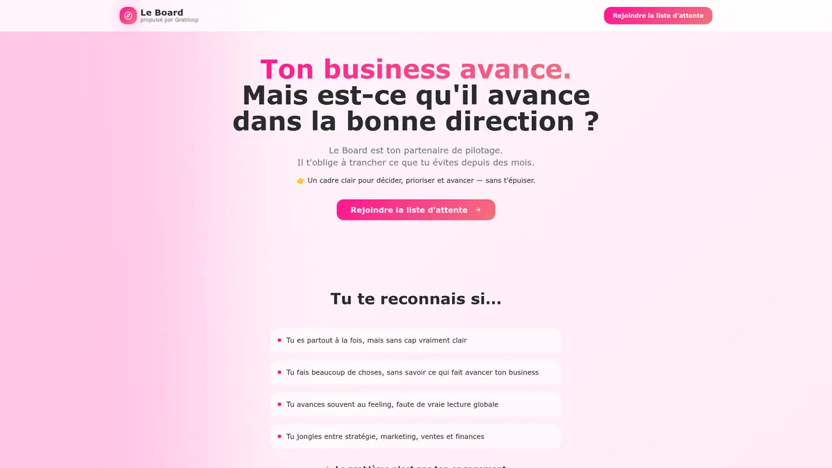 Aperçu du projet Le Board